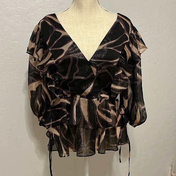 TED BAKER London Jasmyna Woven V-Neck 3/4 Blouson - Size 2 - Picture 4 of 16